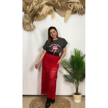 Falda encaje roja