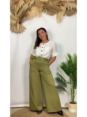 Pantalón ancho cinturón