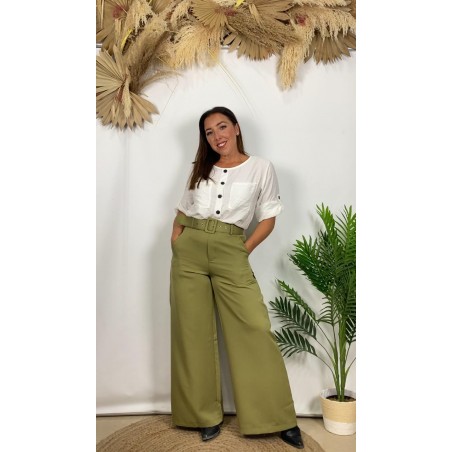 Pantalón ancho cinturón