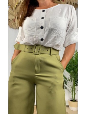 Pantalón ancho cinturón