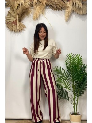 Pantalón rayas burdeos