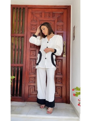 Traje de chaqueta bicolor