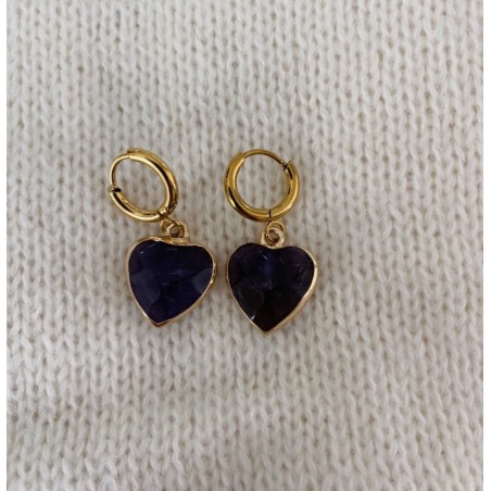 Pendientes corazón violeta