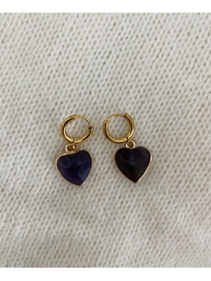 Pendientes corazón violeta